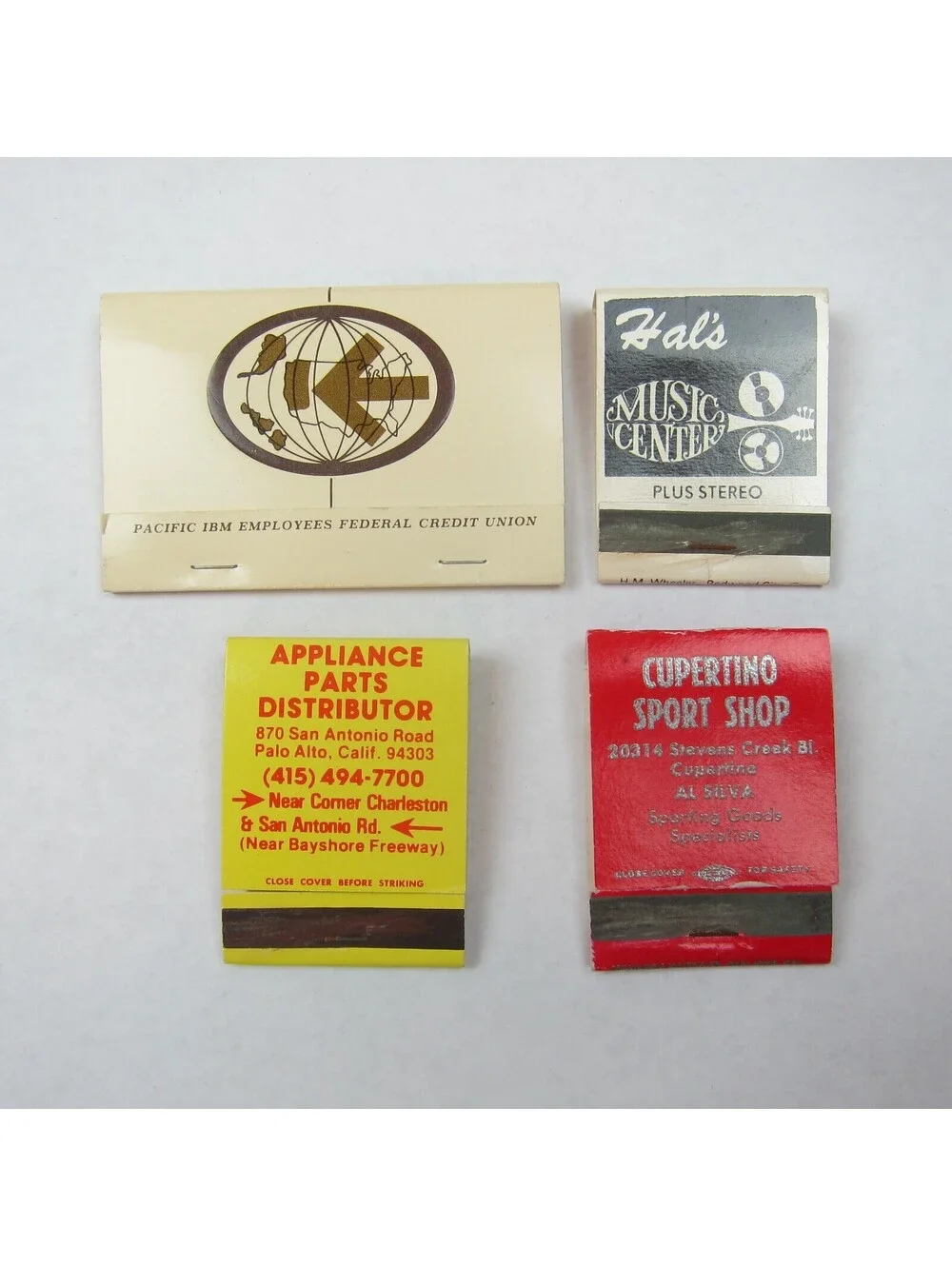 4 Matchbook Covers Pacific IBM Credit Union Hals Music Center Cupertino Sport CA